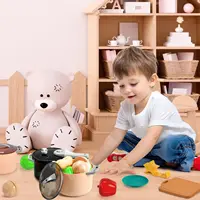 Kids Play Food Set Toy with Pots Pans and Cookware Utensils,Cooking Cutting Learning  Gift for Girls Boys 2