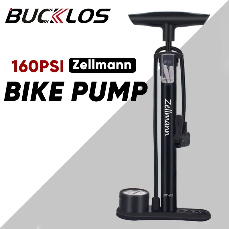 BUCKLOS 自転車ポンプ 160PSI エアポンプ 圧力計付き シュ