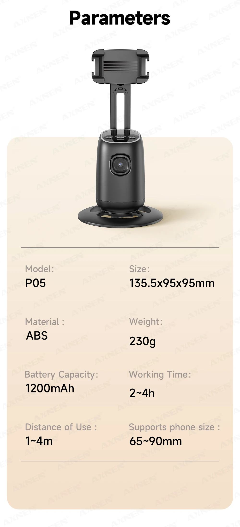 360°Rotating P05 AI Face Tracking Desktop Gimbal Stabilizer Intelligent Follow Shoot Gesture Control
