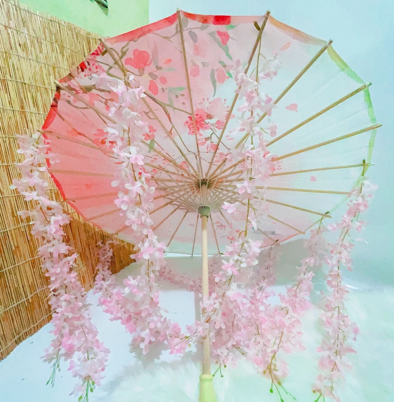 82CM 32'' Hanfu Tassel Waterproof Beach Umbrella Dance Cosplay Japan Sakura Spring OilPaper cosplay Parasol Paraguas mini umbrella sun umbrella japanese umbrella paper umbrella