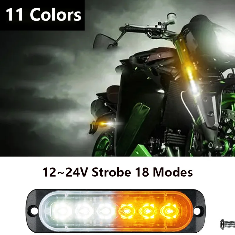 

12-24V Bright Single Row 6LED Truck Warning Lights Motorcycle Pickup Modified Decorative Strobe Light