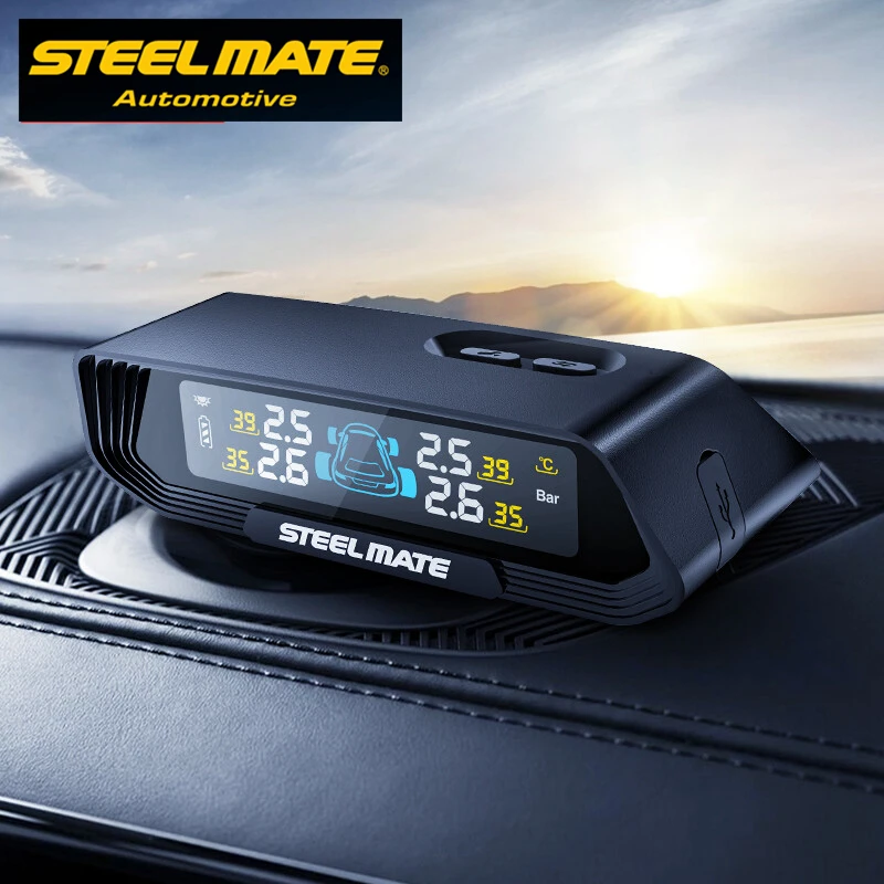 STEELMATE solar powered tpms E3 PRO tire pressure monitoring system with external Sensor