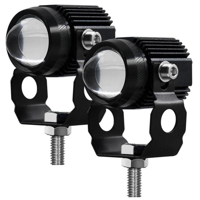 Motorcycle LED Headlight Projector Lens Dual Color ATV Scooter Driving For Cafe Racer Light Auxiliary Spotlight Lamp