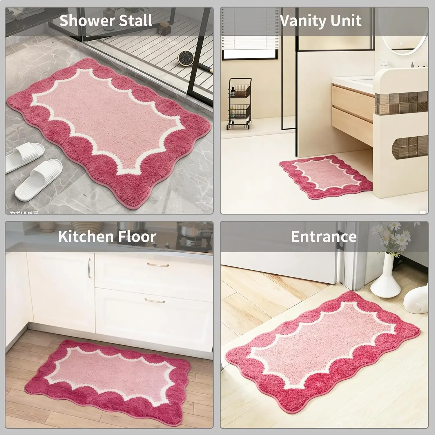 Cute cartoon animal bath mat with non-slip backing and ultra-absorbent fabric.