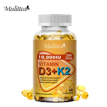 Mulittea Vitamin D3+K2 Capsules Help Regulate Calcium Metabolism Promote Heart Bone Teeth and Skin Health Support Immunity 1