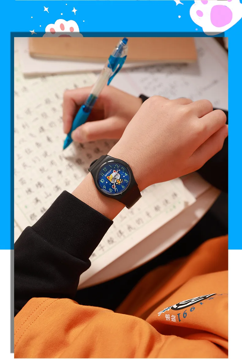 Fashion Sanda 6139 Student Quartz Watch Creative Cute Cartoon Wealth Cat Silicone Strap Wristwatch For Boys And Girls Clock Gift 4