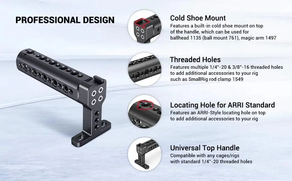 Universal Top Handle Grip With Cold Shoe Plate For Digital Dslr Camera Cage Moni