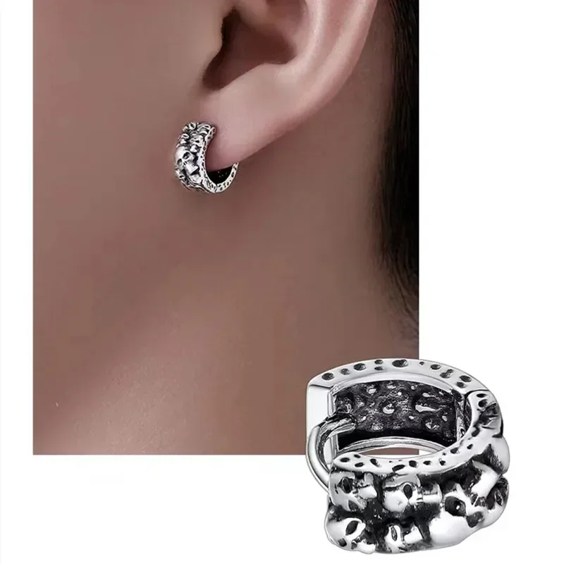 Aretes De Plata De Ley 925 Con Diseño De Calavera Gótica, Diseño De Calavera De Rosa, Joyería De Halloween Para Hombres Y Mujeres, Diamante De Imitación, Circonia Cúbica