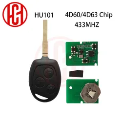 Enhanced Remote Car Key with ID63 Chip and HU101 Blade - 433MHz Frequency (4D63 Chip)