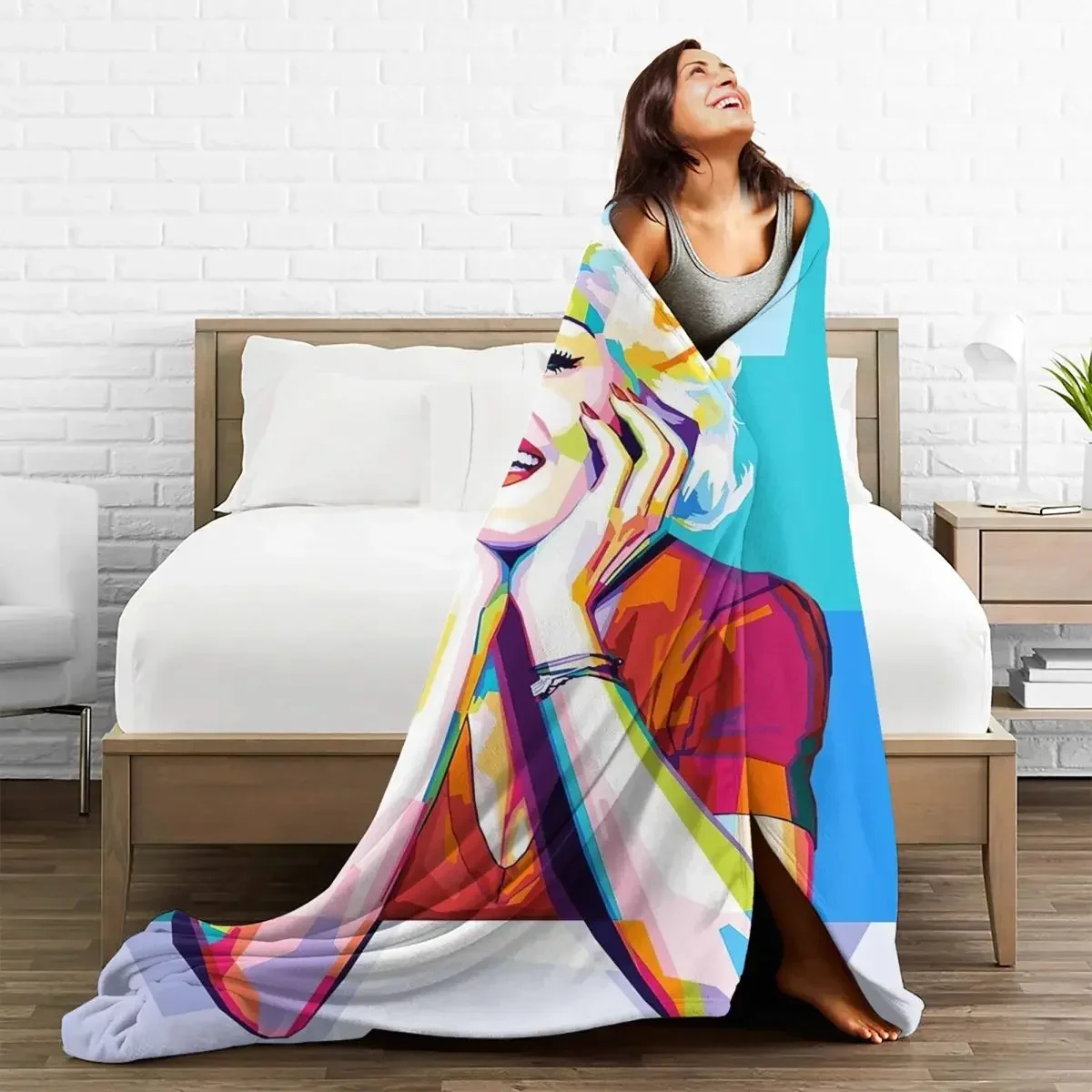 M-Madonnas Blanket Pop Art Singer Camping Flannel Throw Blanket Warm Soft Couch Chair Custom Bedspread Gift Idea 3