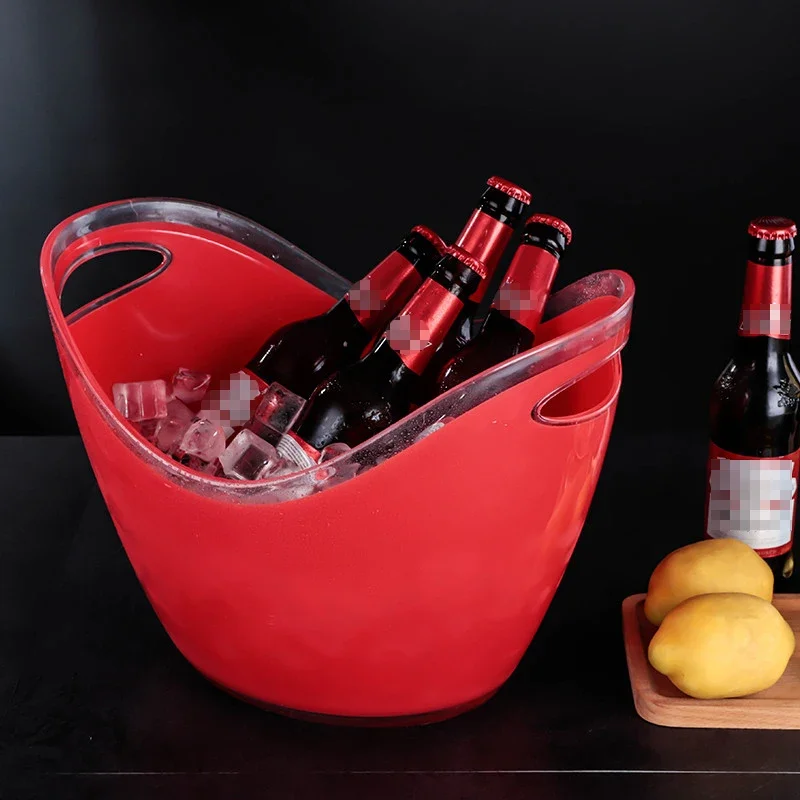 Acrylic White transparent Ice Buckets Ice Container Champagne Bucket with Handle Bar KTV Supplies Red Wine Beer Party Bucket