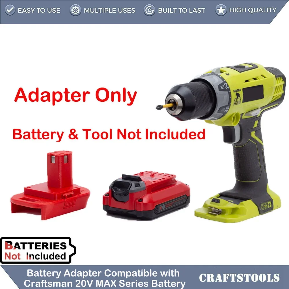 Battery Convert  Adapter For Craftsman 20V Lithium To for Ryobi ONE+18V Power Cordless Tools  (Not include tools and battery)