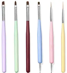 Nail Art Brushes: 6 - Piece Professional Nail Design and Painting Set (6Pcs)