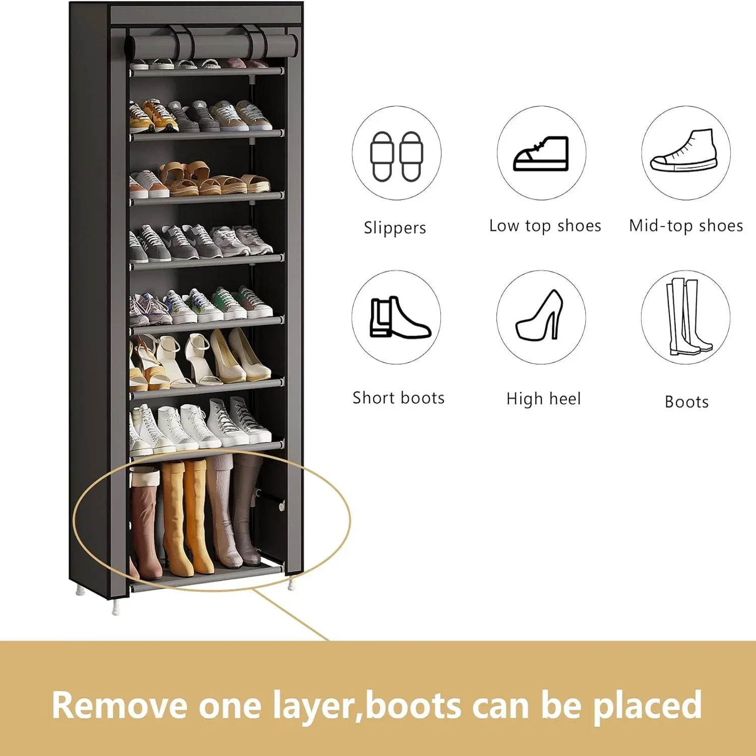 Shoe Cabinet Dustproof Fabric Organizer Simple Storage Multilayer Shoe Rack Nonwovens Household Economic Type Shoe Rack Cabinet 6