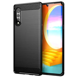 Sleek Carbon Fiber Protective Phone Case for LG K61 (Q61) (Black)