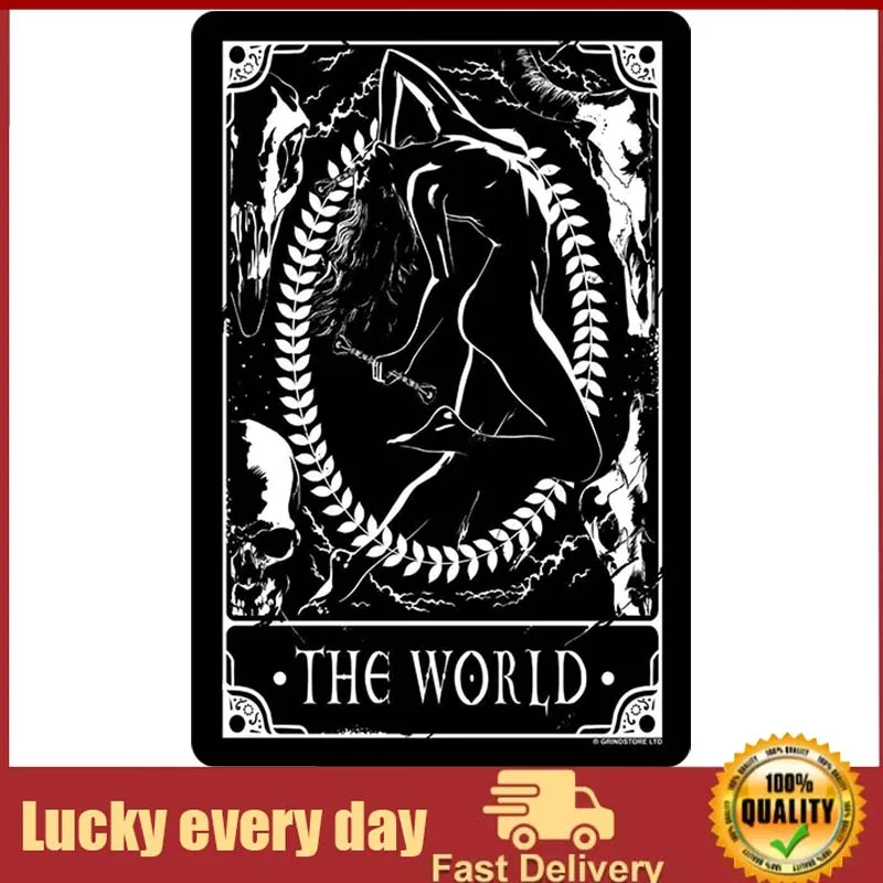 Saraheve Metal Vintage Signs The World, Deadly Tarot Small Tin Sign Gym Pub Retro Farm Wall Novità Decor Wall Decor