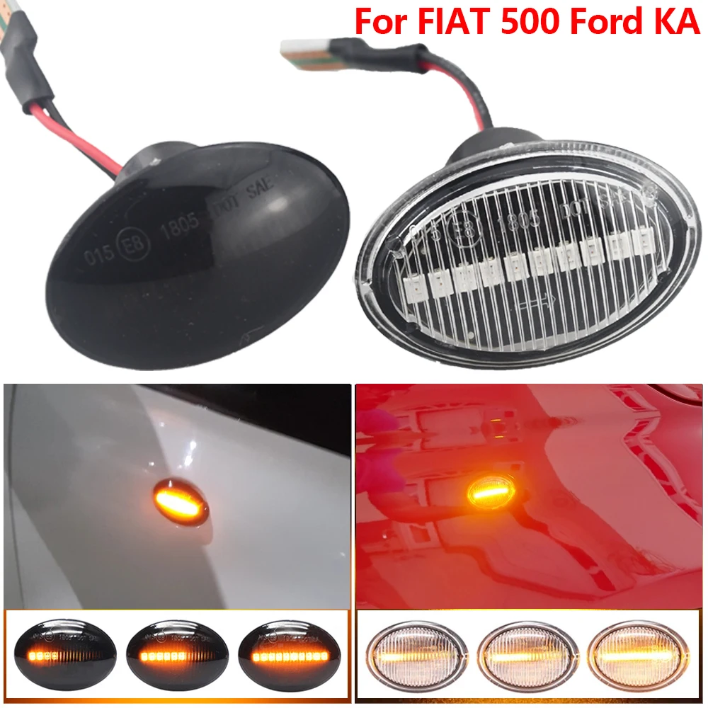 2pcs For Fiat 500 Ford Ka Lancia Lybra Ypsilon Maserati Grancabrio  Granturismo Led Dynamic Side Marker Turn Signal Light - Signal Lamp -  AliExpress