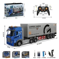 RC Car Big RC Container Truck 9CH Alloy Remote Control Oil Tank Truck Electronic Simulation Trailer LED Music Rechargeable Toy 2