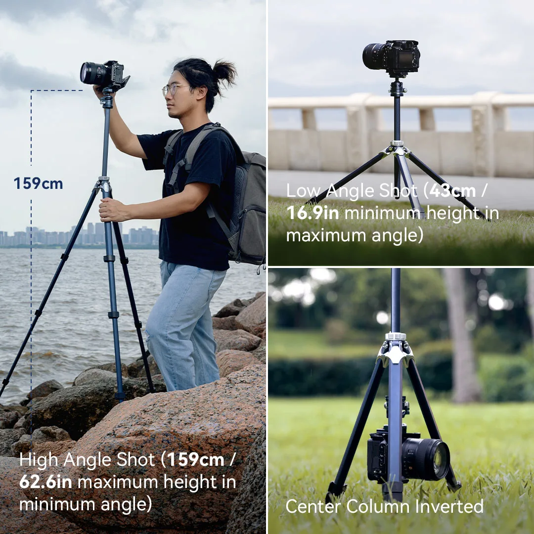 SmallRig 경량 여행용 삼각대 AP-02, 컴팩트 구조, 360 ° 볼 헤드, 퀵 릴리스 플레이트, 용 여행 가방, DSLR