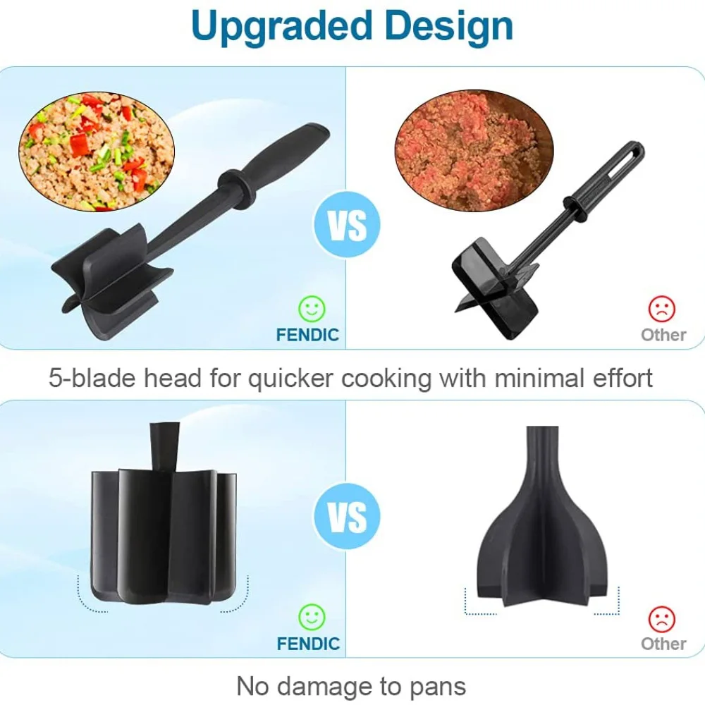 Meat Chopper Hamburger Chopper Masher Smasher For Hamburger Meat Ground Beef Ground Turkey