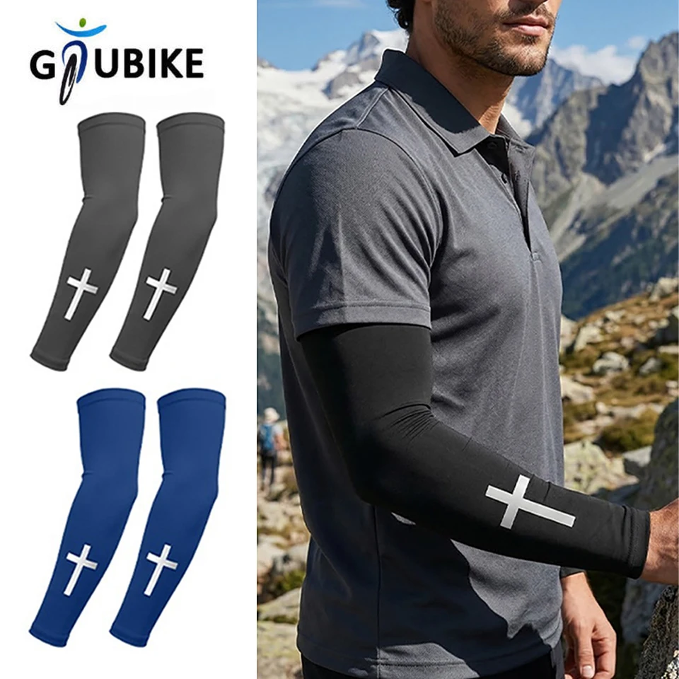 GTUBIKE 1쌍 압축 암 슬리브 자외선 차단 팔 커버 속건 런닝 배구 농구 ..