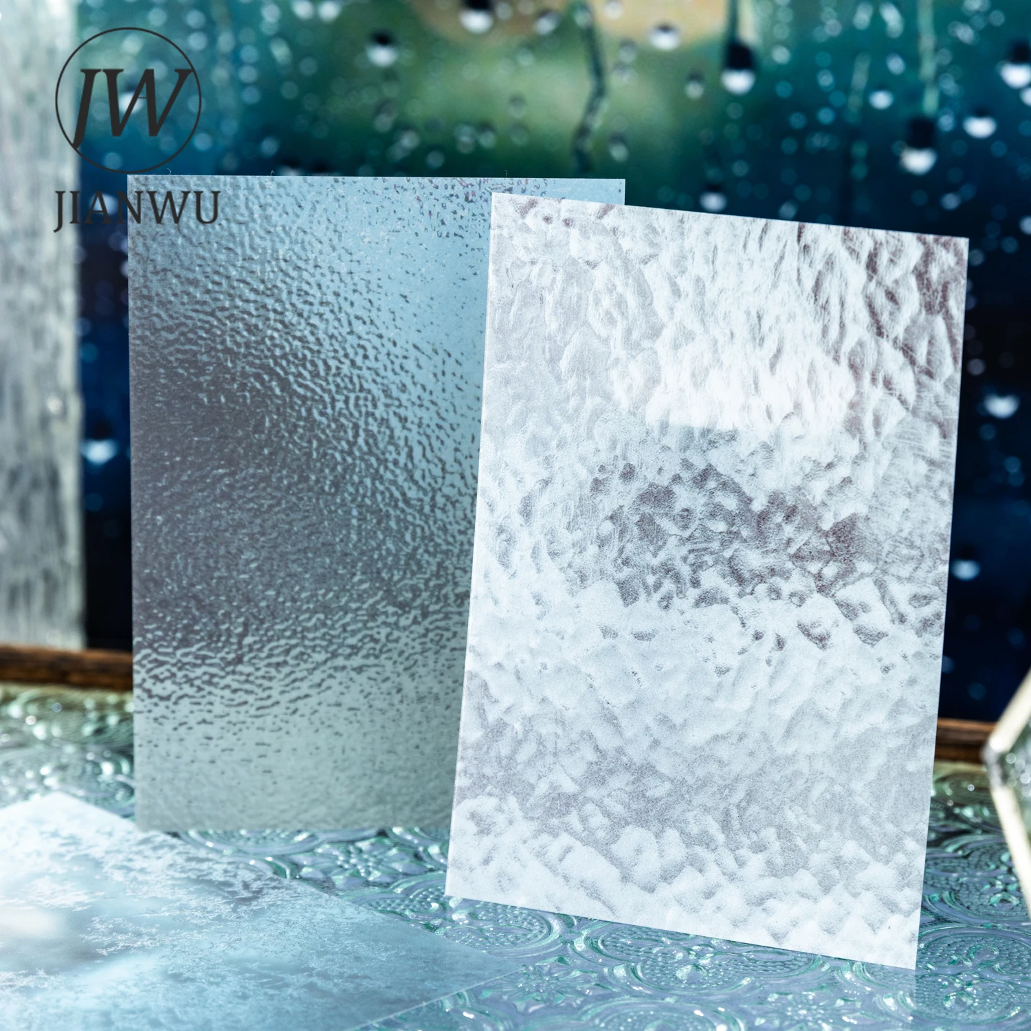 JIANWU 빛은 유리를 통해 통과합니다 시리즈 빈티지 스노우 라이트 풍경 소재 콜라주 PET 스티커 창의적인 저널 문구류