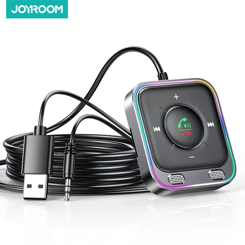 Joyroom-bluetooth 5.3 Aux Car Adapter Dual Mics Cancelamento de Ruído Transmissor Mão Livre Receptor sem Fio Car Audio Stereo Kits