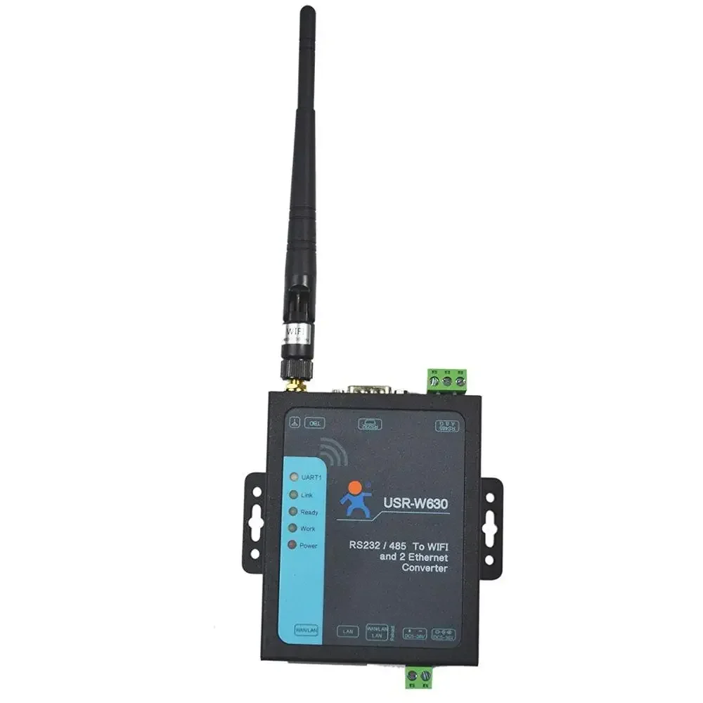 

USR-W630 Ethernet Serial RS232/ RS485 to WiFi Convertor Server Modbus RTU to Modbus TCP with 2 RJ45