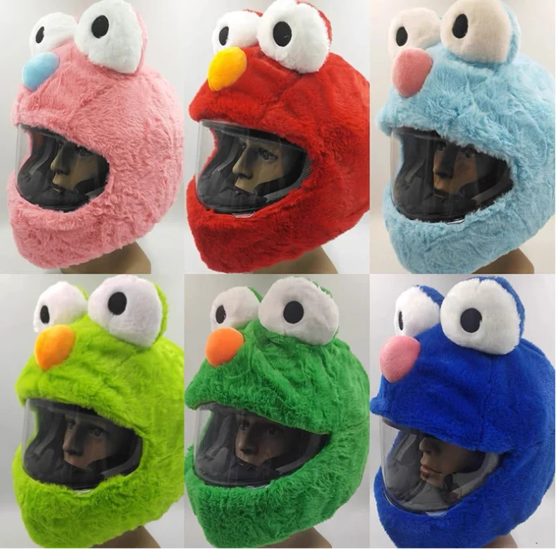 Motorcycle Helmet Cover Bike Helmet Hat Funny Plush Head Bike