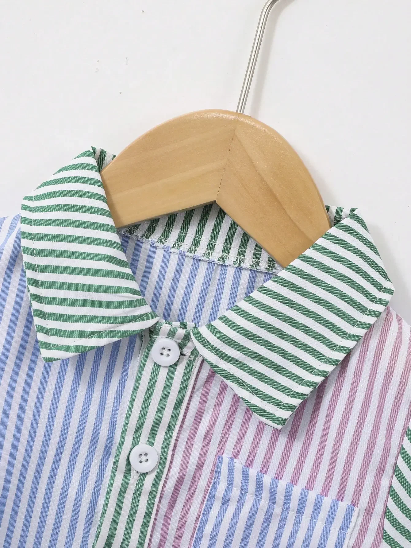 2 Piece Summer Baby Boy Fresh Casual Fashion Comfortable Striped Shirt Single Breasted Short Sleeve Color Matching Shorts