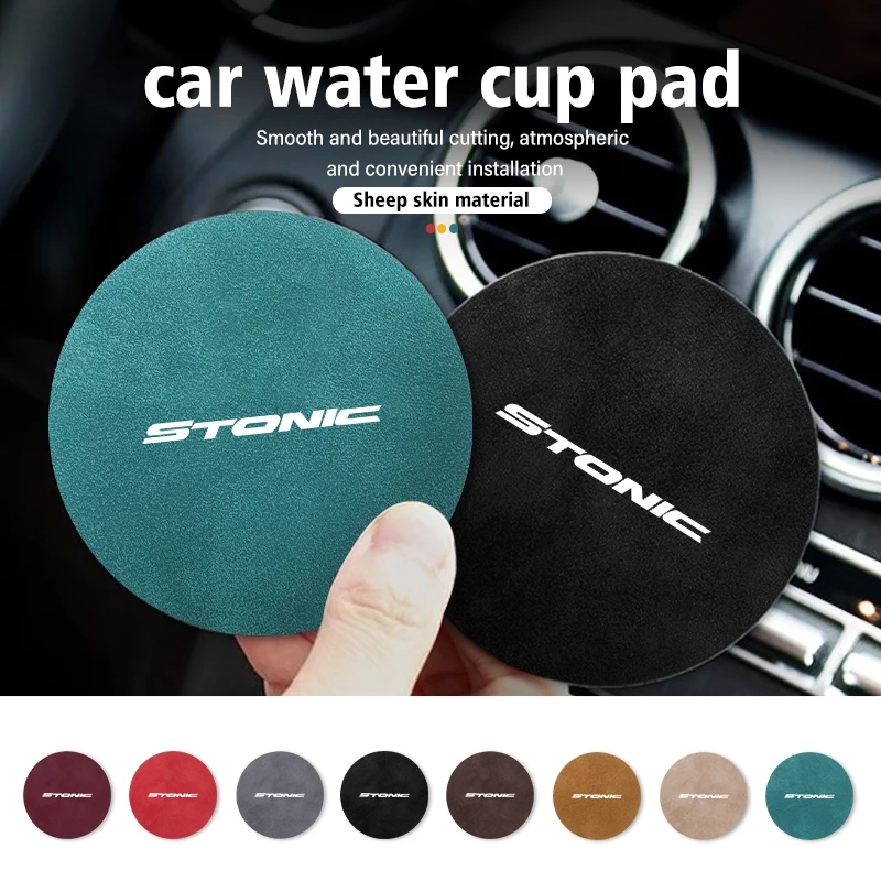 2pcs Sheepskin Car Coaster Water Cup Holder Anti-skid Slot Pad for KIA Ceed Soul Picanto Stonic Venga Sorento Forte
