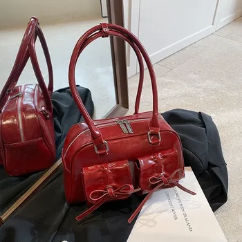 Borse a tracolla da lavoro da donna vintage Borsa da viaggio semplice da donna Borsa da ascella femminile in pelle Pu Borsa da borsetta grande bordeaux 1
