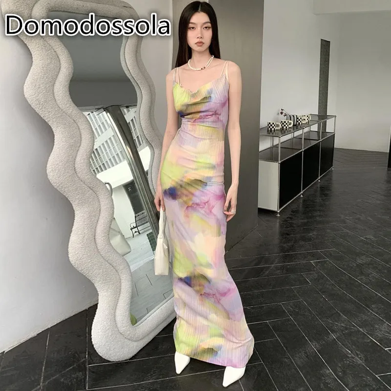 

Летнее женское платье-макси, элегантное уличное длинное платье на бретелях-спагетти, модель 2023 года, облегающее платье с открытой спиной для ночного клуба, сексуальные женские платья