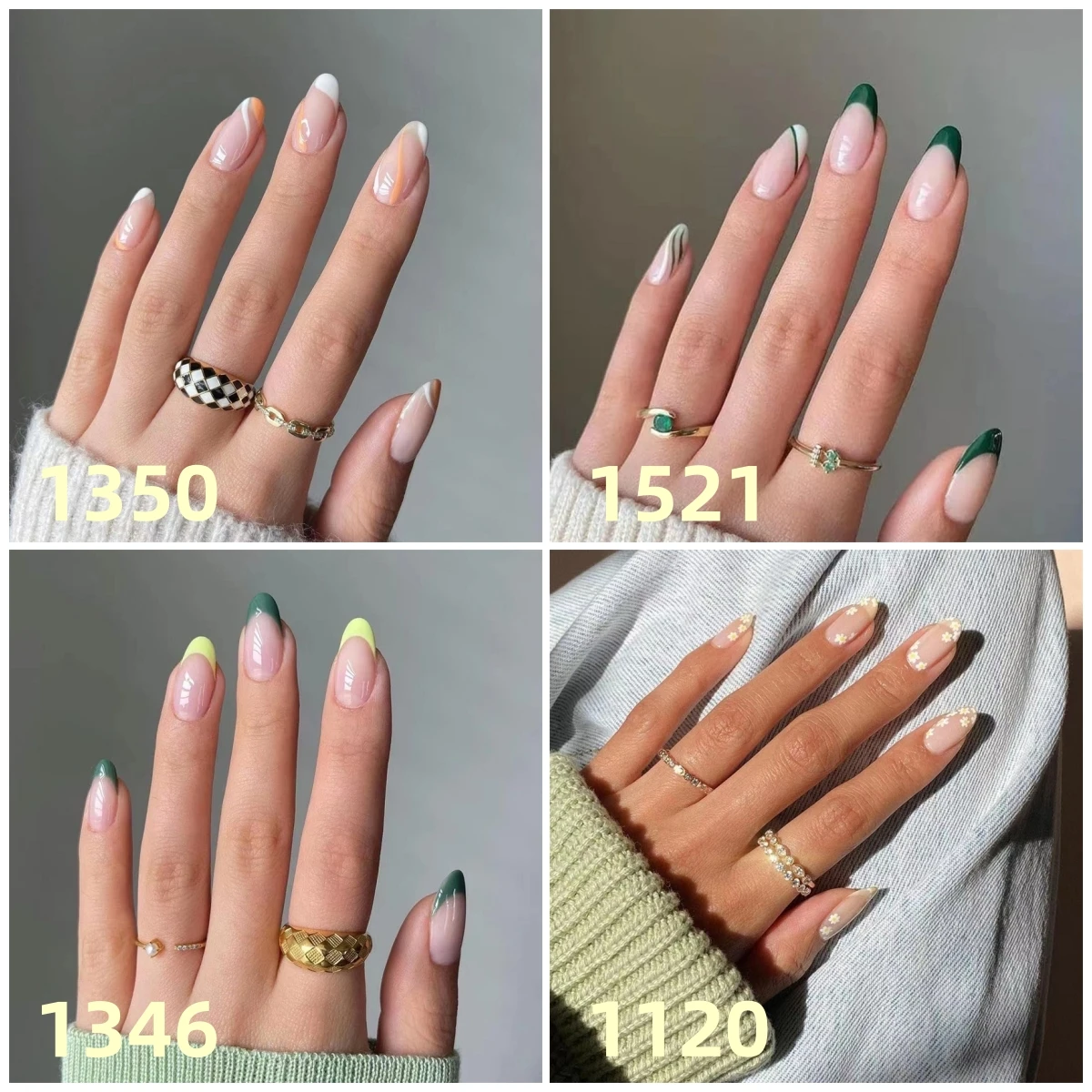 96 Pcs/Lot Oval Almond Fake Nails Acrylic Press on Nails