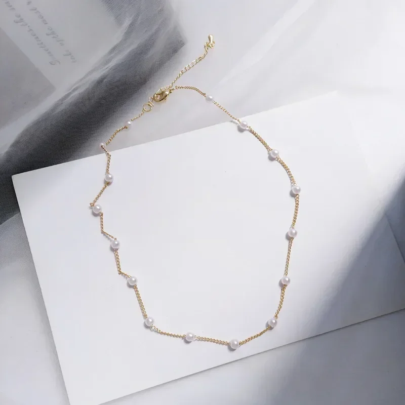 Delysia King Simple pearl necklace clavicle chain - AliExpress