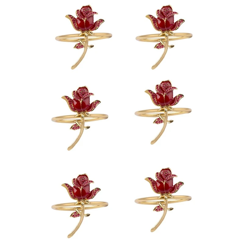 

6 Pcs Napkin Rings Delicate Table Decors For Christmas Holiday Wedding Banquet Birthday Daily Table Deco