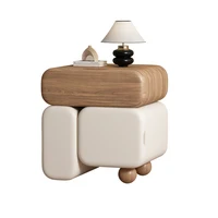 Storage Drawers Nightstands Cute Cream Style Luxury Aesthetic Bedside Table Simple Design Mesa De Noche Bedroom Furniture 6