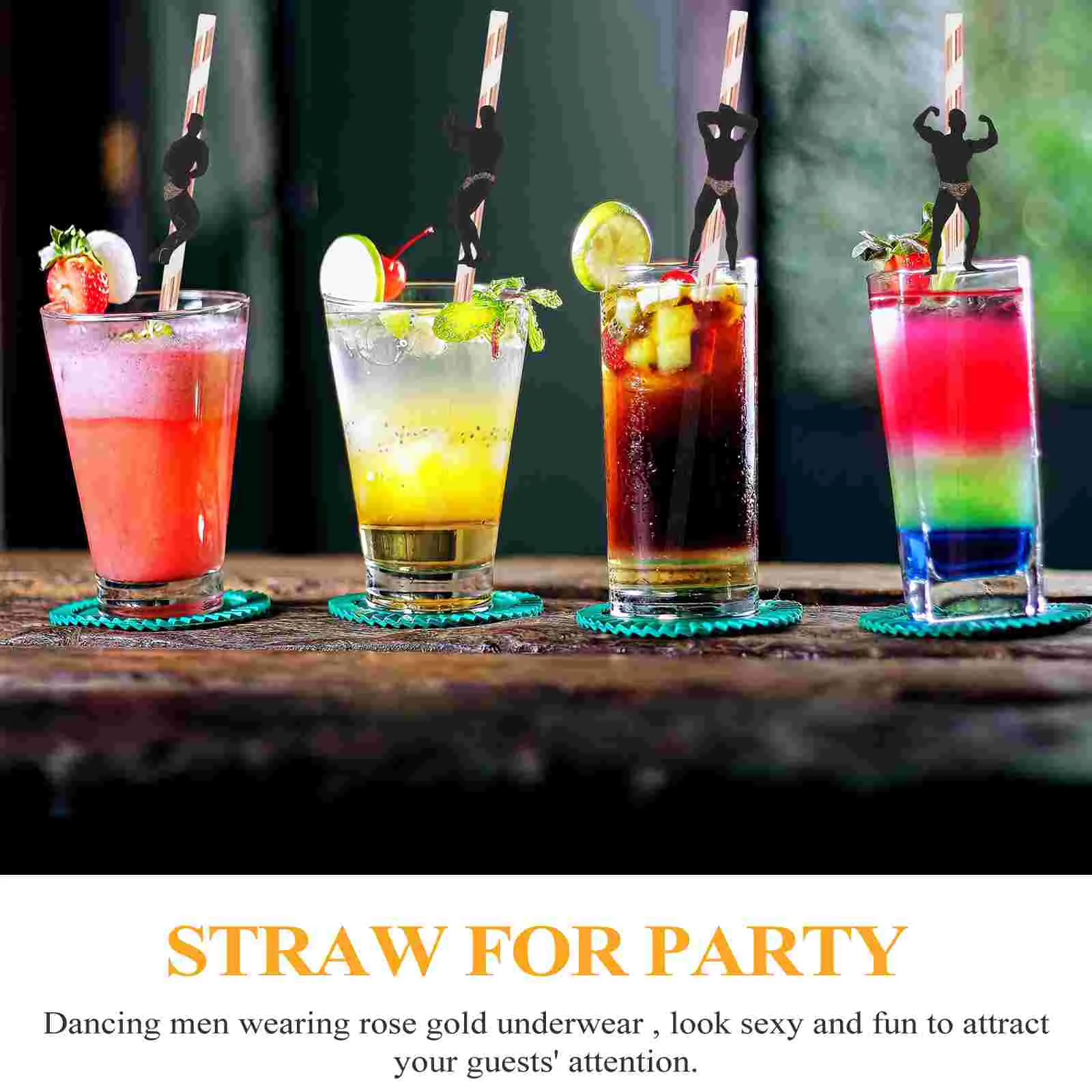 24 Pcs Party Paper Straws Decorations Dancer for Drinking Coffee Card Bachelorette Fitness