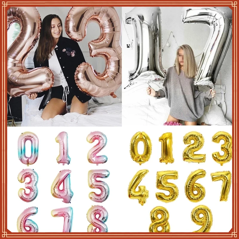 

Size Gold Sliver Rose Gold Air Helium Number Balloon Birthday Wedding Party Decorations Foil Balloon Kid Boy toy Baby Shower
