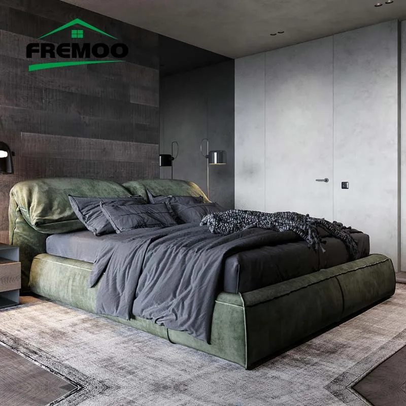 Home Furniture Modern Leather Double Bed King/Queen Size Frame With Storage Space Bedroom Furniture Elephant Ears Beds