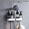 Shower Shelf Without Drilling Bathroom shelf With Hooks Shampoo Holder Toilet Storage Shelf Shower Tray Bathroom Accessories 4