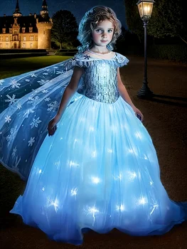 Stunning Frozen Elsa Dress With Led Light For Girls