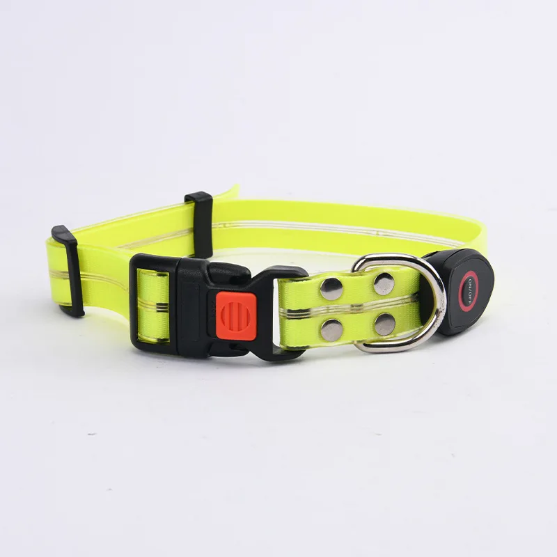 Recarregável LED coleira de cachorro brilhante, Piscando ajustável, Luminoso, Night Anti-Lost, Arnês de luz para cão pequeno, Produto Pet