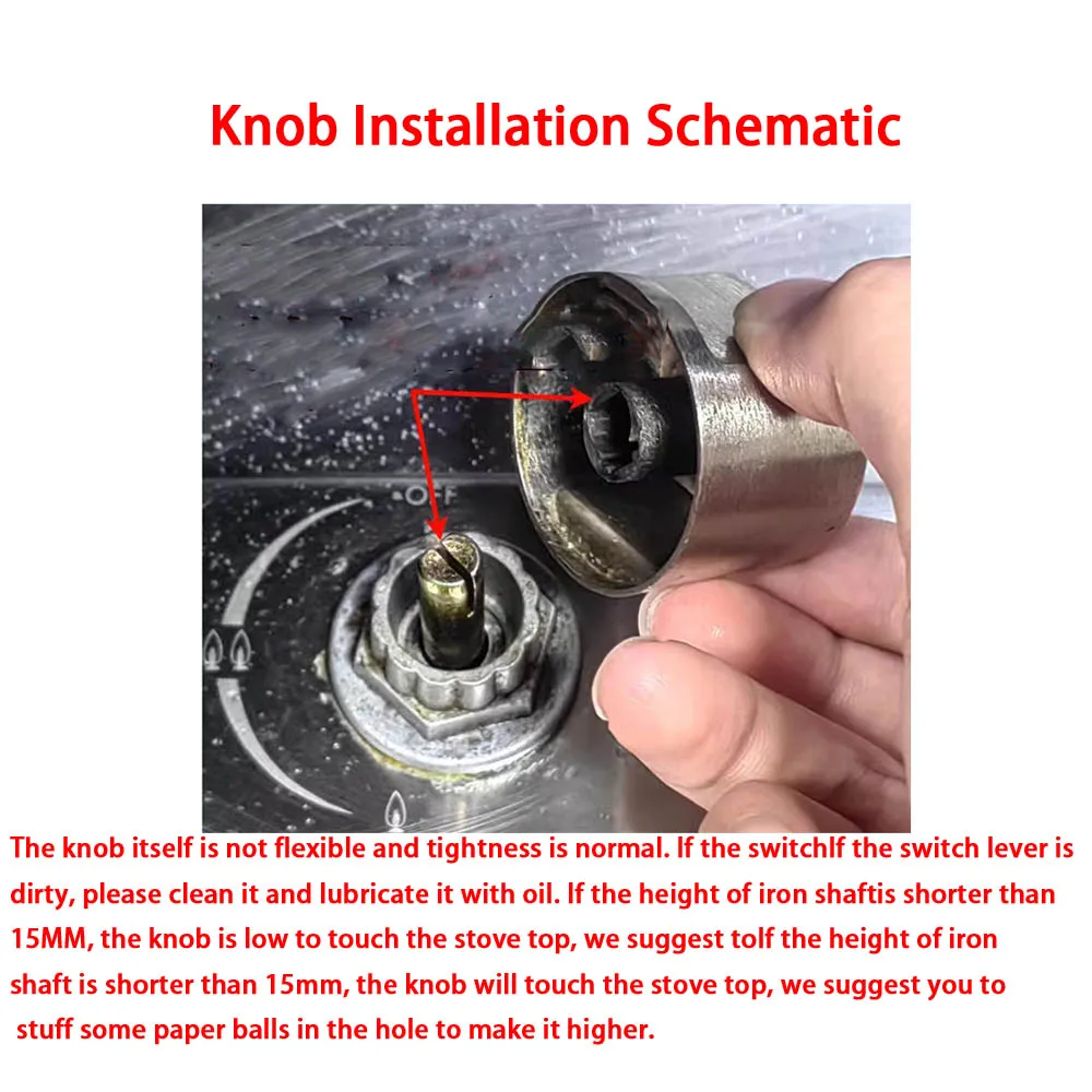2pcs 8mm gas cooker knob rotary switch cooker parts plastic alloy round knob burner oven panel handle for gas home use