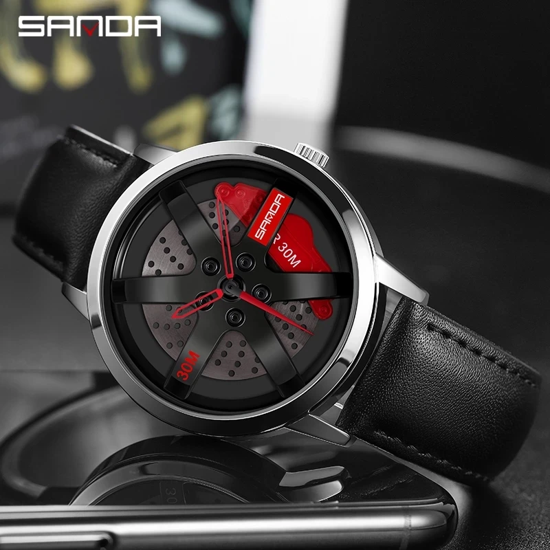 Original 3D Real Man Watches Waterproof Watch Car Rim Watch Quartz Men's Sports Watches For Men Clock Mens Spinning Watches sports gear shift lever for porsche cayenne 2011 2017 2018 2023 real carbon fiber gear lever sports gear lever