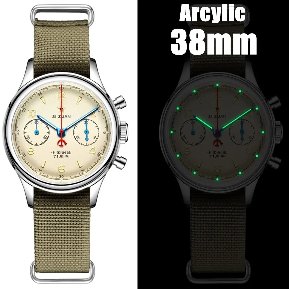 

SEAKOSS 38mm Super Luminous Men's Mechanical Watches Chronograph 1963 with Seagull ST1901 Movement Wristwatch for Men Waterproof