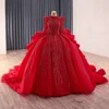 Red Quinceanera Dresses Luxury High Neck Evening Dress Long Sleeves Sweet 16 Vestidos De Quinceanera Customized 241149 3