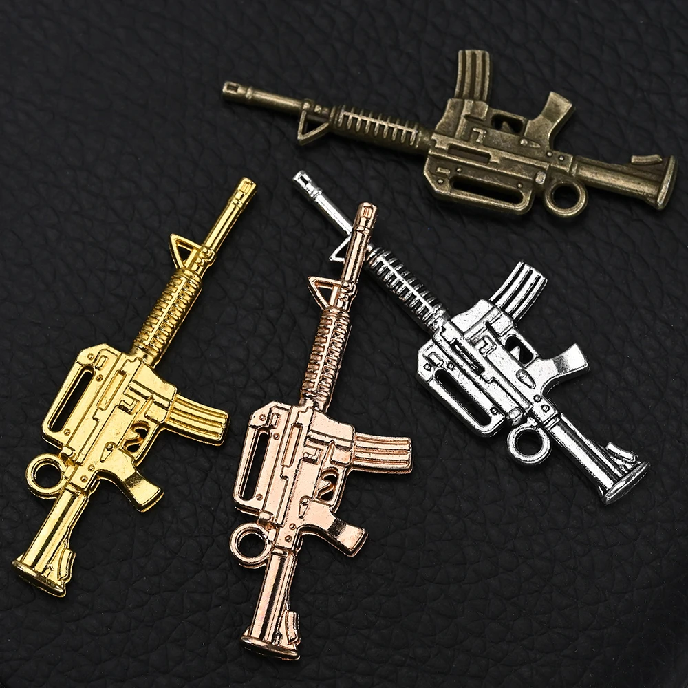 10 pçs submachine gun encantos do prego liga antiga manicure decoração  prata/ouro/bronze 3d sniper rifle unha accessorie 45x16x3mm - AliExpress
