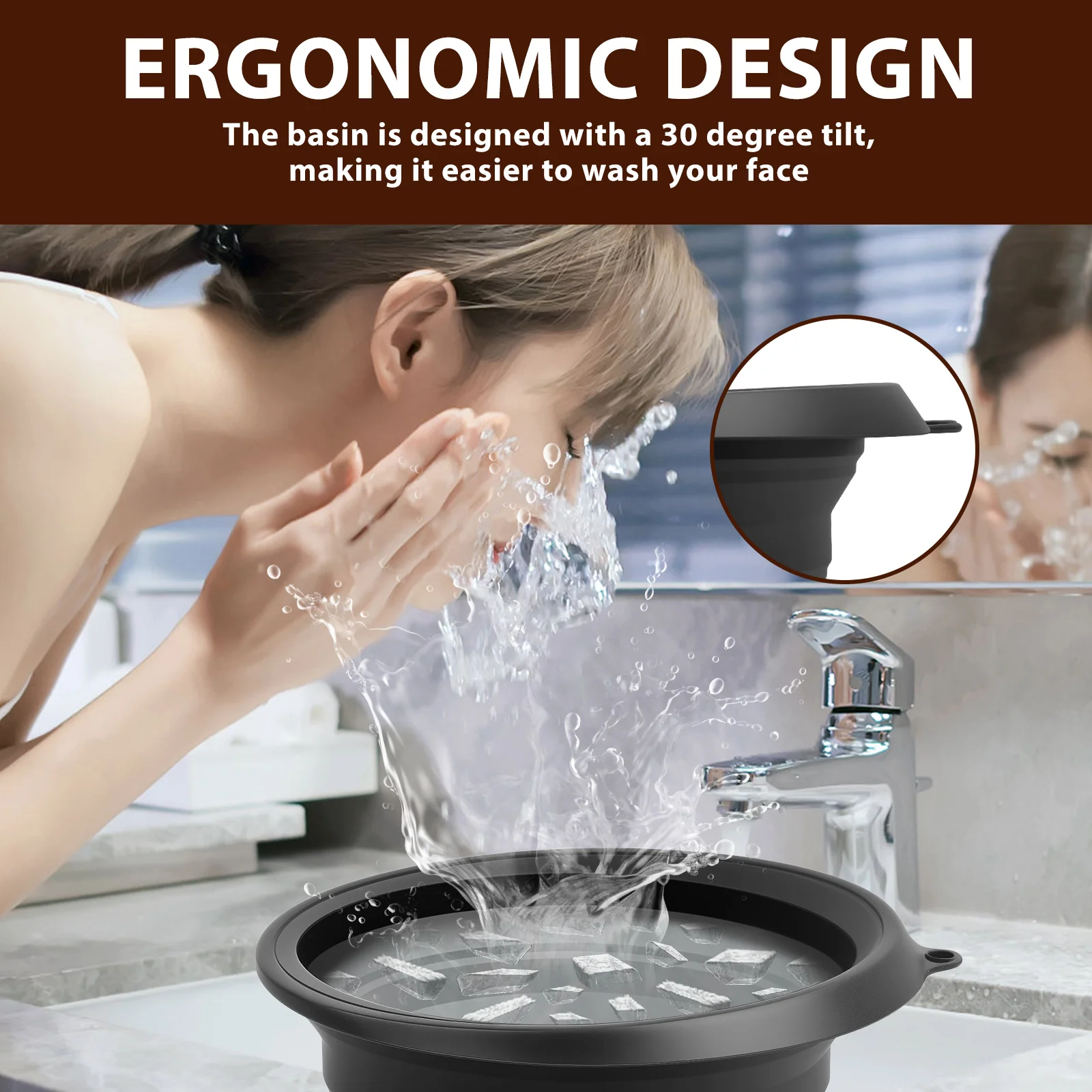 Silicone Foldable Facial Ice Bath Basin for Skincare