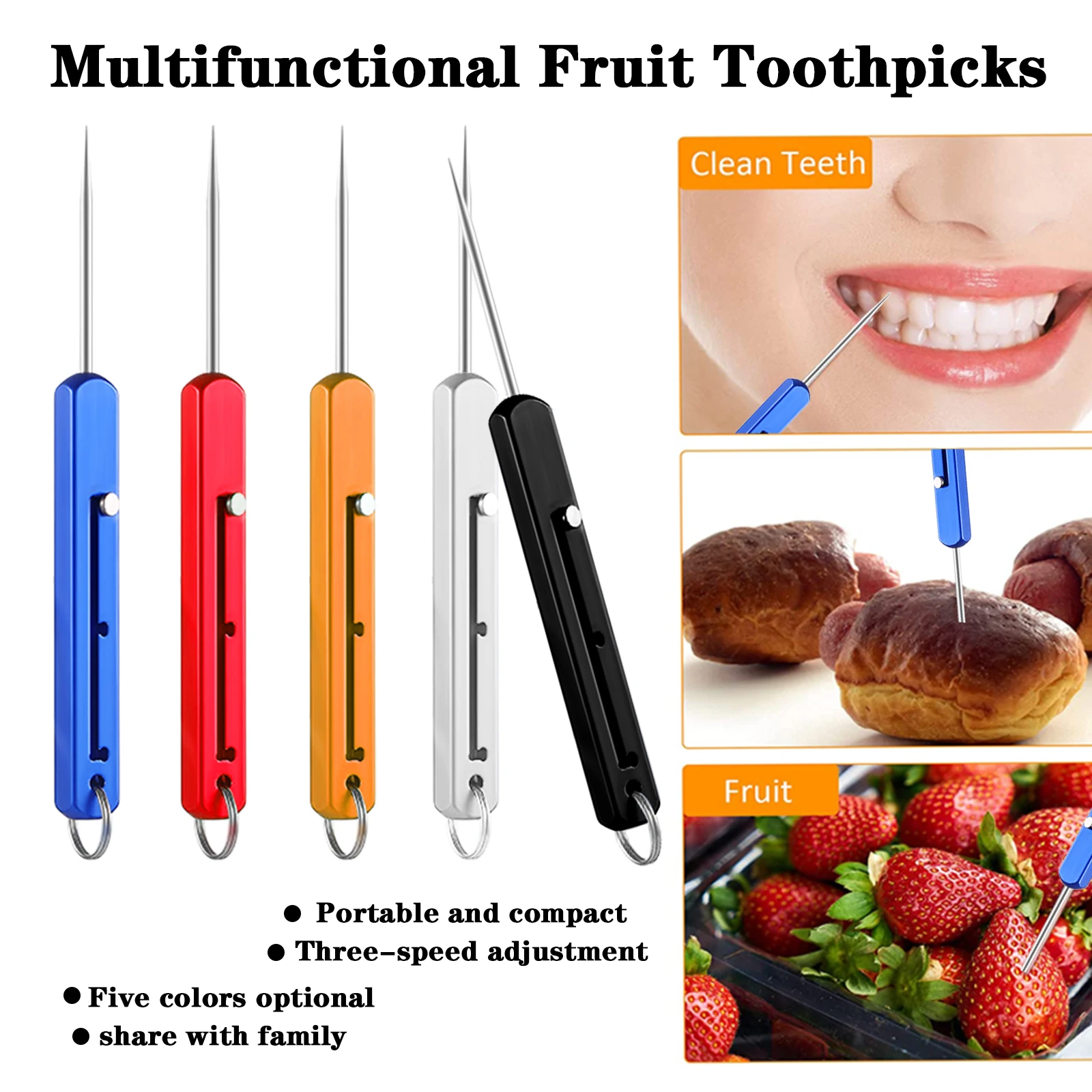 

Portable keychain fruit fork TC4 titanium alloy one-piece retractable toothpick than reusable health and environmental protectio